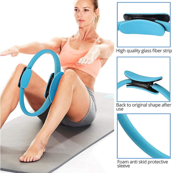 Pilates Ring Magic Fitness Circle, Unbreakable Yoga Ring Pilates Fitness Circle til toning af lår Abs og ben Modstandstræning Body Sport Fitness Blue