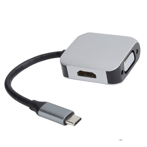 USB C til HDMI VGA Hub Dockingstasjon Adapter 1080P Plug and Play