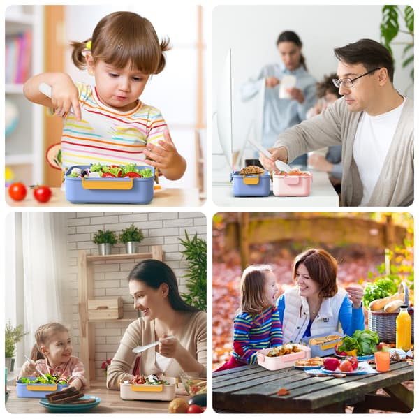 Large Capacity Multi-Compartment Lunch Box, Suitable for Students and Office Workers, Microwave Safe and Square.