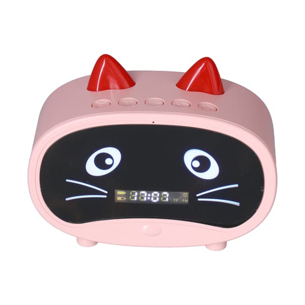 Mini Tecknad Katt Öra Högtalare Multifunktionell Smart Dubbel Väckarklocka Rosa för Sovrum Kontor