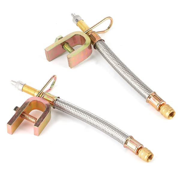 2 stk. Universal Bil Dækventil Forlænger Adapter Rustfrit Stål Flettet Slange 150mm