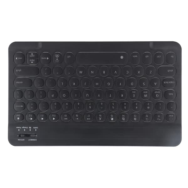 Trådløst rundt tastatur med baggrundsbelyst børstet overflade 10 tommer Android Windows iOS Sort