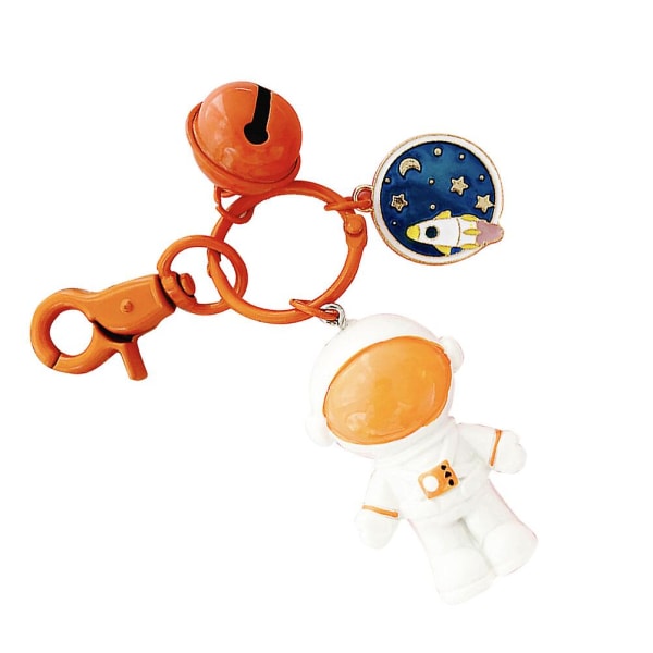 Yndig Astronaut Dukke Nøglering Bell Nøgleringe Hængende Nøglering Ornament til Biltaske (gul) Orange