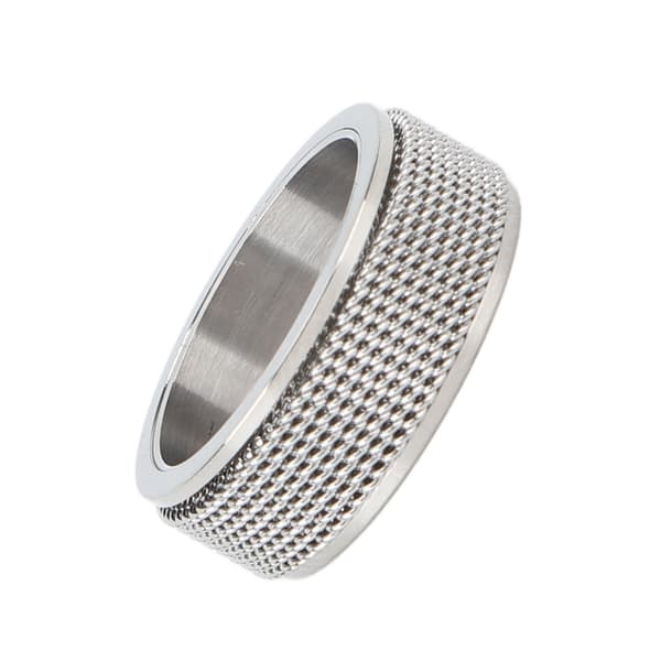 8MM Herre Titanium Stål Støjfri Spinner Ring Angst Stress Relief Sølv 65mm 2.6in