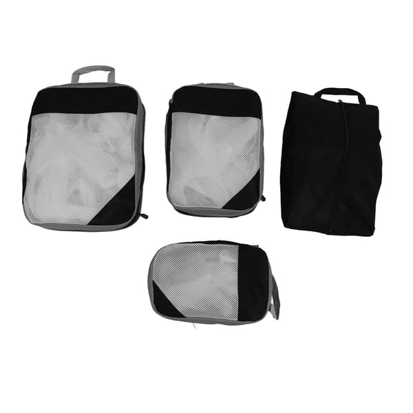 Vattentäta kompressionspackningskuber Resväska Organizer Väskor för Kläder Underkläder Skor 4-pack Svart
