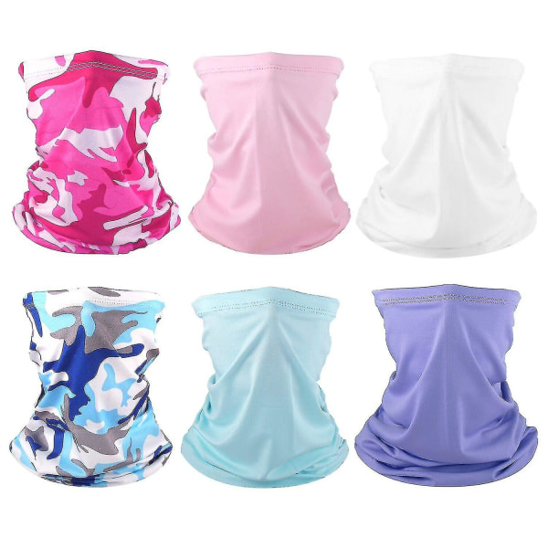 Udendørs balaclavas tørklæder til kvinder, 6 stk åndbar halsgaiter elastisk bandana tørklæde