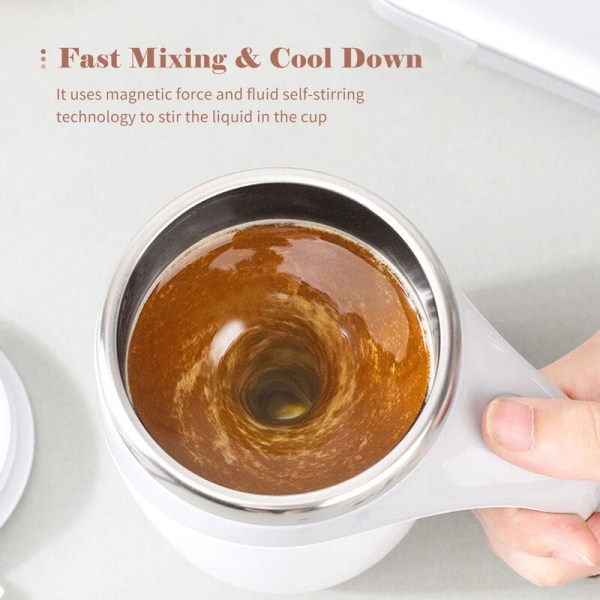 304 rustfrit stål kaffekrus automatisk rørekop (hvid)