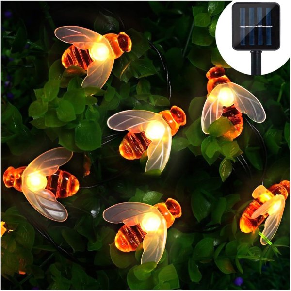 Joulukoristeet 20 LED 5M Simulointi Hunaja Mehiläiset Solar Power String Lamppu Ulkopiha Honey Bee String Lights W