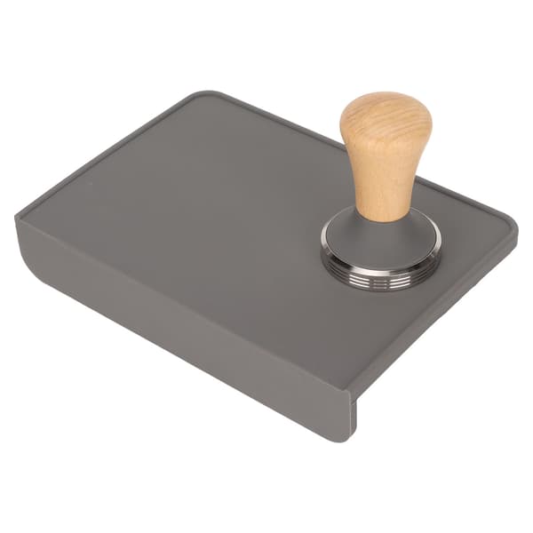 Överdimensionerad kaffetamperdyna och kaffetamper i trä, dammtät silikontampermatta för hemmet, grå 58 mm kaffetamper
