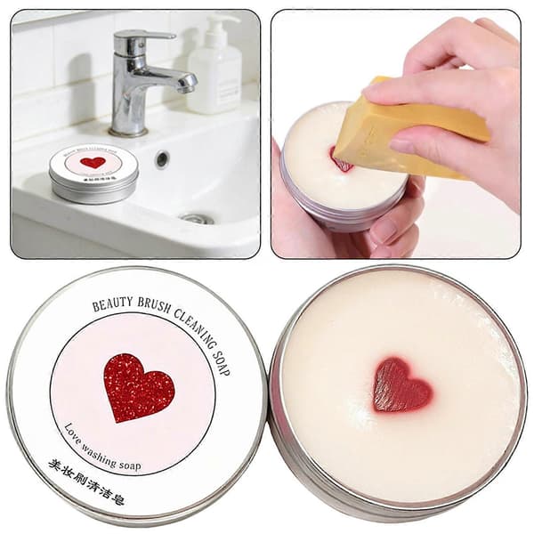 Makeupbørsterenser sæber med silikonemåtte Solid-børstesvamprenser Bærbart rengøringsværktøj til makeup-svampe og børster 100g