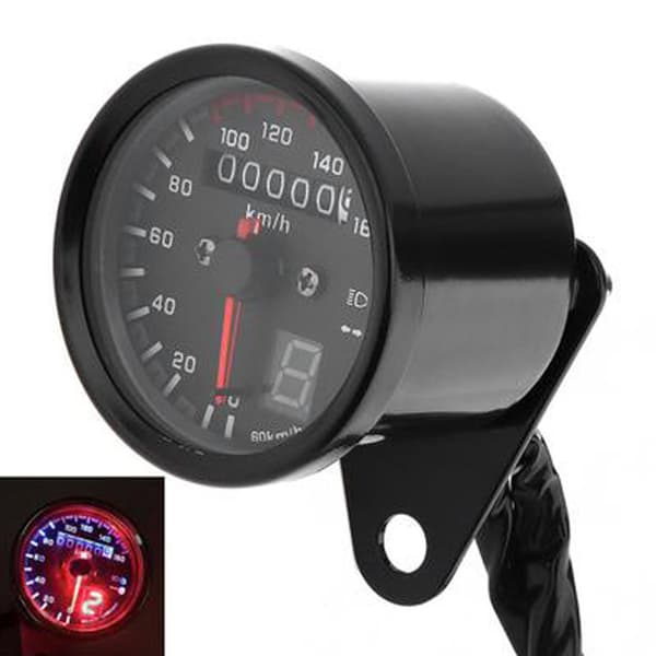 Universal 12V Motorcykel Speedometer Gear Display LED Baggrundslys Odometer