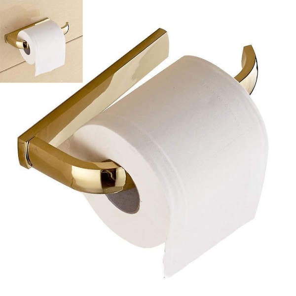 Puoliavoin wc-paperikiskon pidike, seinään kiinnitettävä messinkimateriaali Kätevä WC-paperin yksikiskoteline, kulta