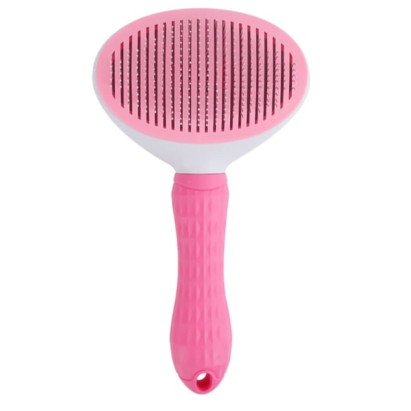 Self-Cleaning Slicker Brush Comb - Best Grooming for Dogs and Cats - Loose Tangled Undercoat Hair Removal Tool - Pink