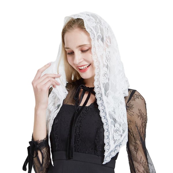 Kvinna blommönster triangel sjal för sommar bröllopsfest soltäta tillbehör White