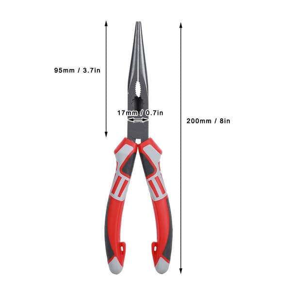 Multifunktionel Elektriker Wire Cutter Spidstang - Rød + Sort