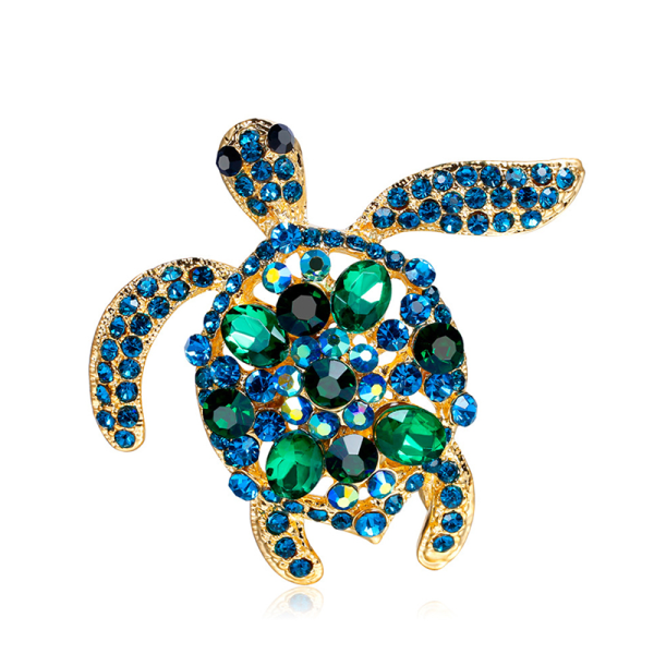 Grön Rhinestone havssköldpadda Djurbroschnålar för kvinnor Jewelr