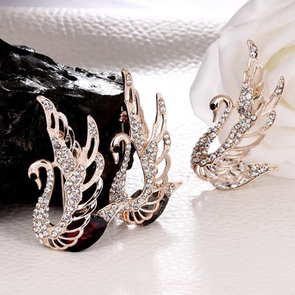 Fashion Crystal Rhinestone Swan Broscher for women Lapel Pins P White