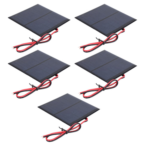 5 stk. Mini solpanel epoxy strømmodul 30 cm rød sort ledning 5,5 V 160 mA