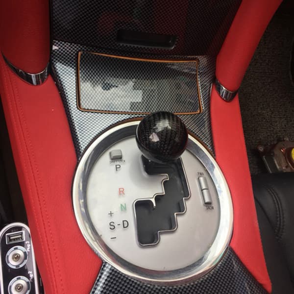Bil Universal Modifikation Kulfiber Manuel Knop Gear Shift Head Shifter (Sort)
