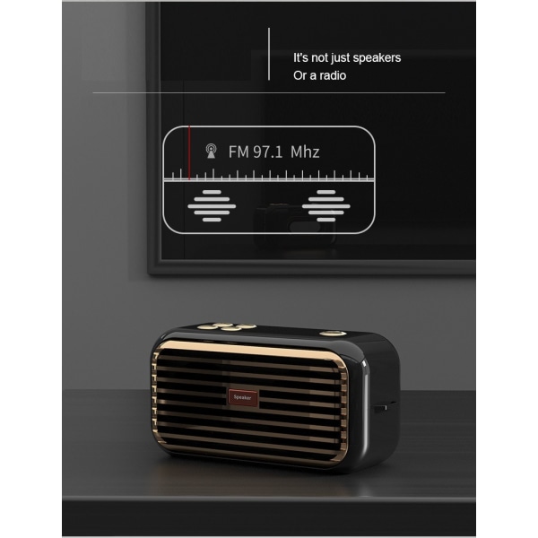 Card Radio Wireless Retro kannettava kannettava Bluetooth kaiutin (musta),