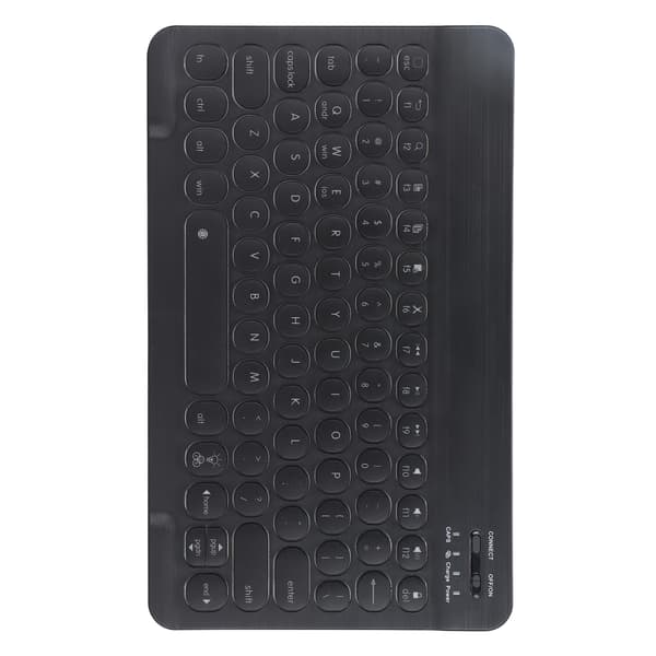 Trådløst rundt tastatur med baggrundsbelyst børstet overflade 10 tommer Android Windows iOS Sort