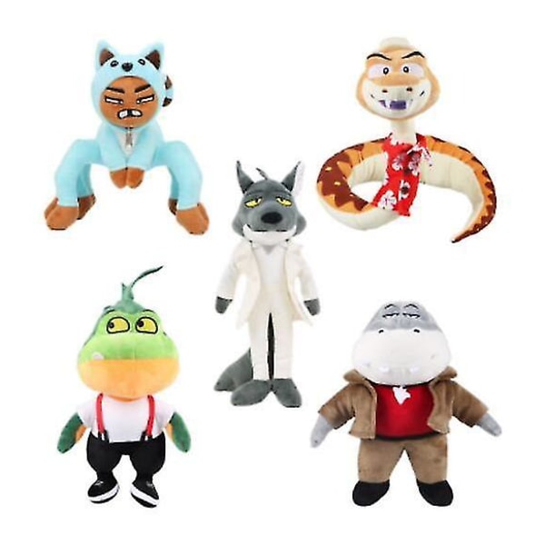 The Bad Guys Plyschleksak, Mr Wolf/ms. Tarantula/mr. Snake/mr. Piranha/mr. Shark Plush Toy, Badass League Doll Toy Mr. Piranha