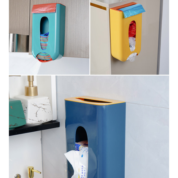 Muovipussin säilytyslaatikko seinään kiinnitettävä jätepussilaatikko, oranssi, 14*7*25cm,