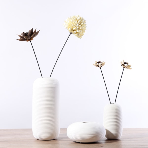 Moderne keramisk vase hvid geometrisk vase til stuedekoration (kort)