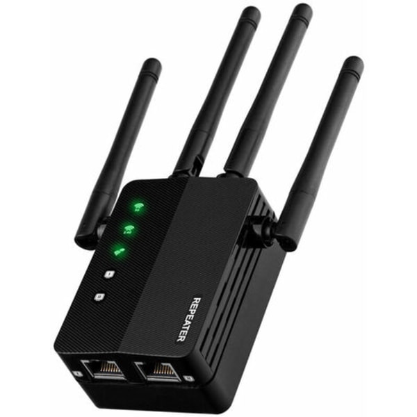 Kraftfull trådlös WiFi Range Extender - 1200mbps WiFi Repeater med 2 Ethernet-portar, WiFi Booster 5Ghz och 2,4Ghz, WiFi