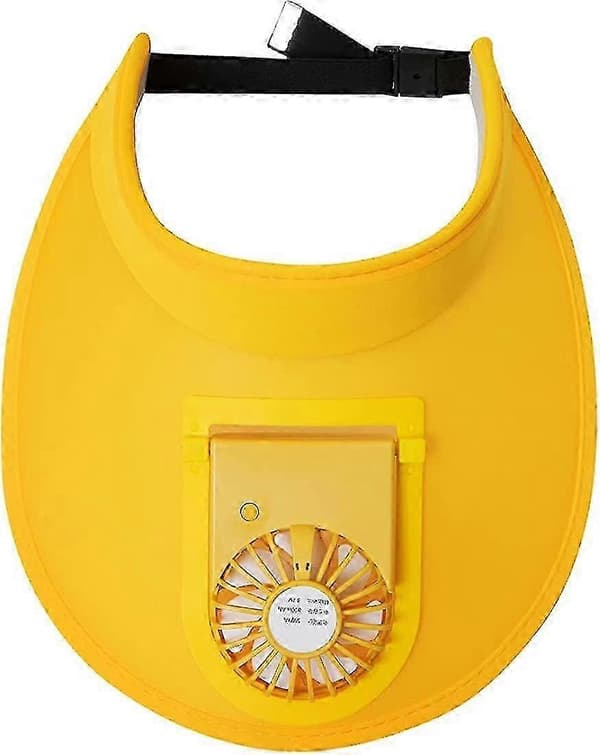 Solhat Kvinder Med Ventilator Stort Område Solbeskyttelse Solskærmshat Med Justerbar Elastisk Spænde Yellow