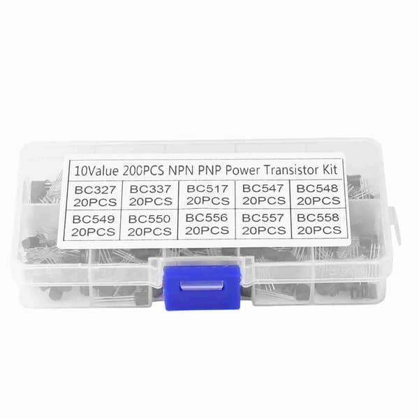 200 stk. 10 verdier NPN PNP TO92 BC327 BC558 Transistor Sortiment DIY-sett