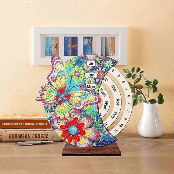 DIY diamant evighetskalender, Mandala diamantmaleri stativ, borddekorasjon