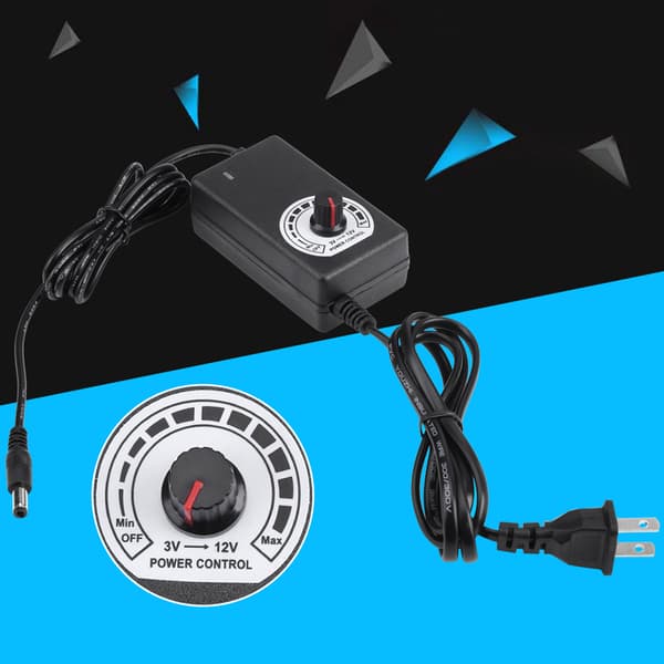 AC til DC-adapter 3-12V 2A Justerbar strømforsyning Motorhastighetskontroller US-plugg 110-240V
