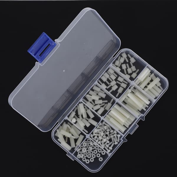 140 stk M2 Nylon Krysshode Sekskantmutter Hann Hunn Avstandsstykke Sortimentsett Hvit
