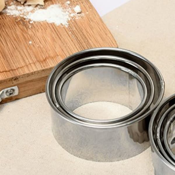3 stk. Dumpling Skin Rund Kageudstikker Sæt i Rustfrit Stål