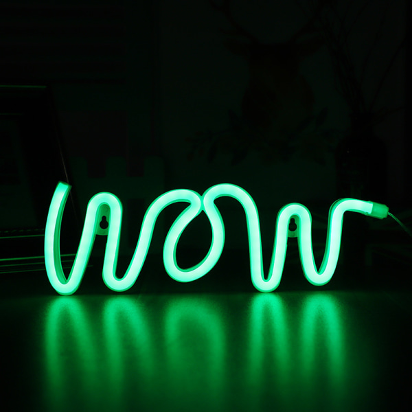 LED neonlys, kreativ neon soveværelse dekoration baggrundslys (WOW grøn),