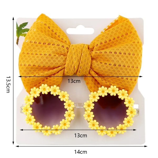 2./ sæt Daisy Flower solglasögon med pannband yellow