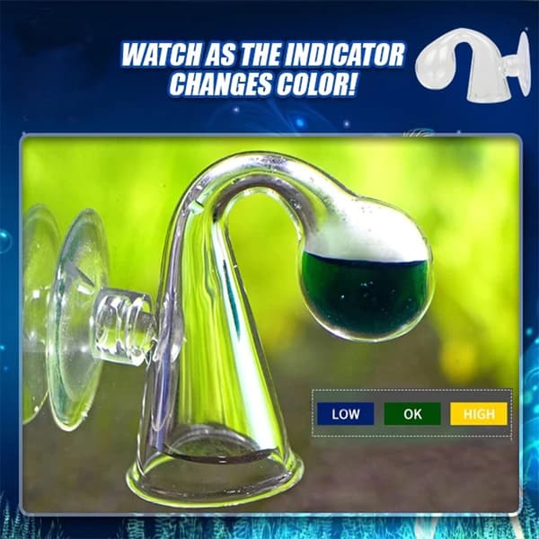 CO2 Langtidsmonitor Drop Checker med sugekopp for akvarium