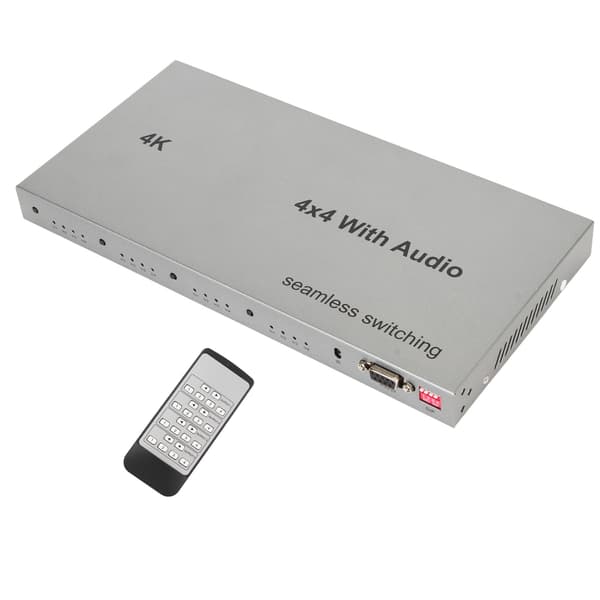 HD Multimedia Interface Switch 4 ind 4 ud 4K 30Hz Video Switcher Splitter Audio Extractor til PC Projektor 100-240V EU Stik
