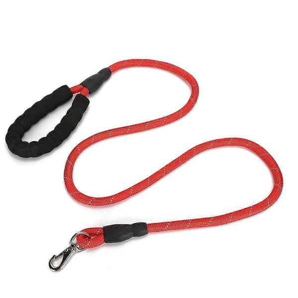 Nylon Dog Leash, Reflective Explosion-Proof with Round Rope (Red)