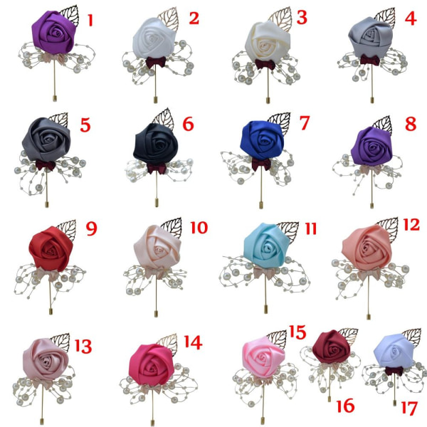 Rose Flower Corsage Brosch Bröllop Boutonniere 11