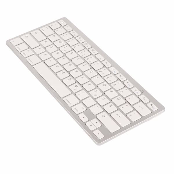 Trådløst Bluetooth-tastatur, bærbart, slankt, stille, universelt, tysk layout for iOS Android Windows