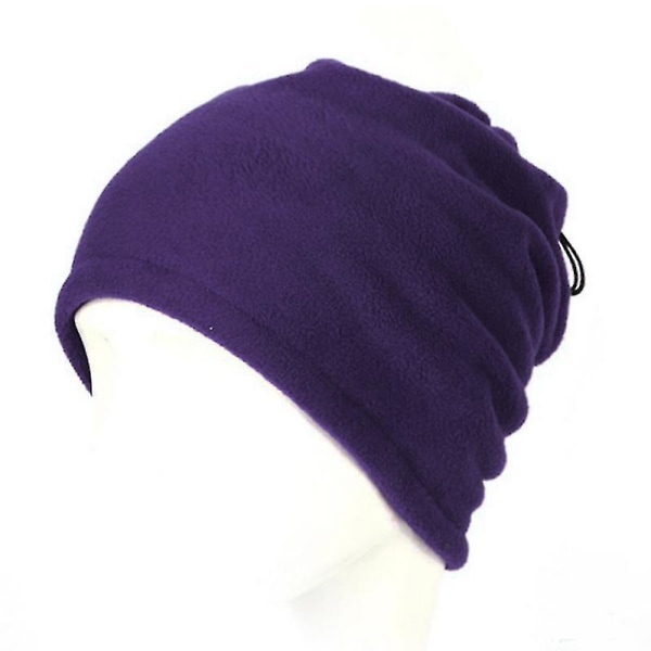 4 i 1 unisex fleece-halsvärmare Snood Scarf Hat Ski Thinsulate Cap Purple