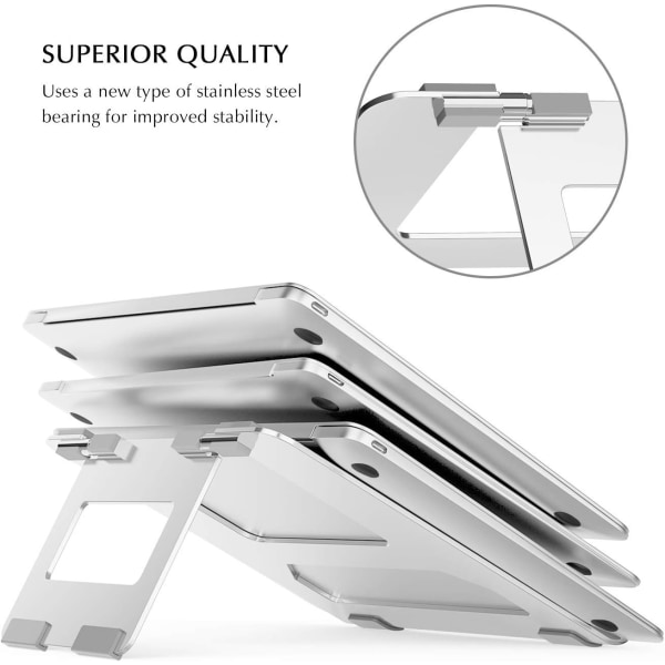 Laptopstativ, justerbart, hopfällbart och lätt Laptopstativ kompatibelt med bärbara datorer (7-16 tum) inklusive MacBook Pro /Air, Surface Laptops, Sams
