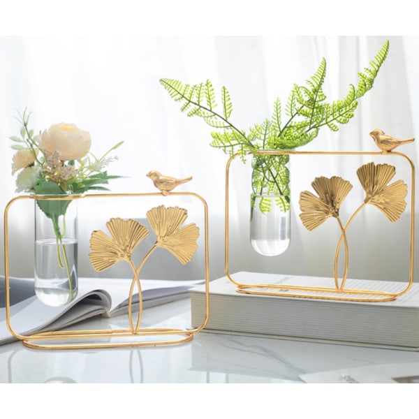 Hydroponisk glasvase glasurtepotte med jernramme til kreativ blomsterdekoration i hjemmet