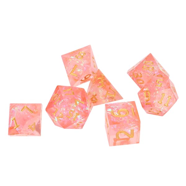 7 st Rosa Harts Polyedriska Tärningar Set Tydliga Siffror för Rollspel Brädspel