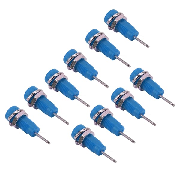 10 stk. J.40003 2 mm bananstik panelstik forlænget poststikadapter blå til elektroniske instrumenter