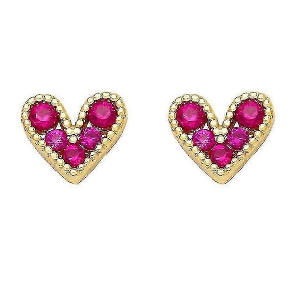 Elegante Røde Hjerte Ørestikker til Kvinder Luksus Temperament 18k Guld--fuchsia|model Code4279
