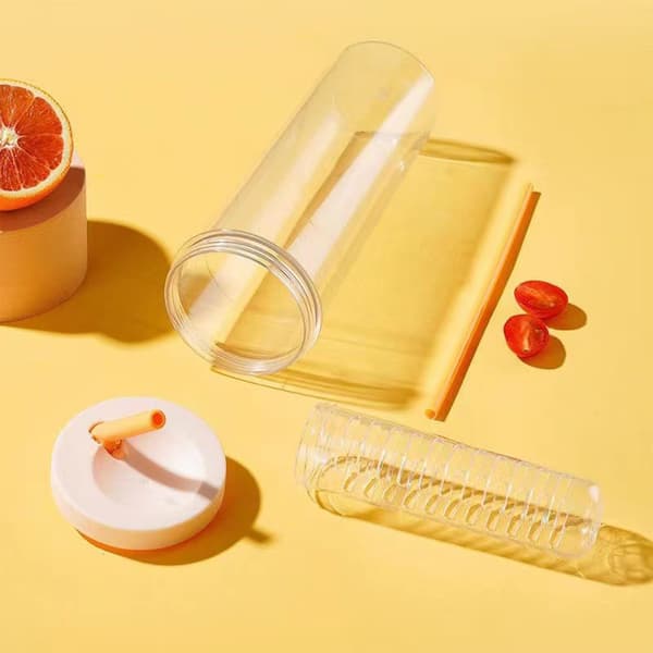 700 ml sugrörsmugg transparent plastvattenflaska med sugrör bärbar juicekopp dricksflaska blekgul