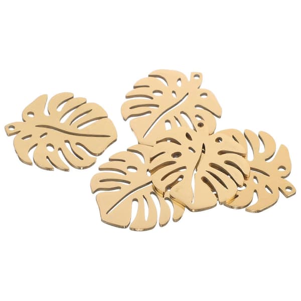 Golden Metal Leaf Pendant Tree Leaf Charm for Decoration 5 Pcs